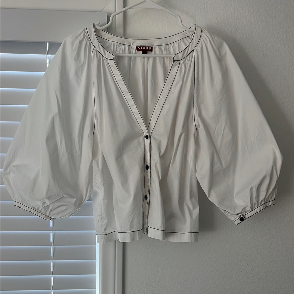 STAUD White New Dill Blouse L - Picture 2 of 4